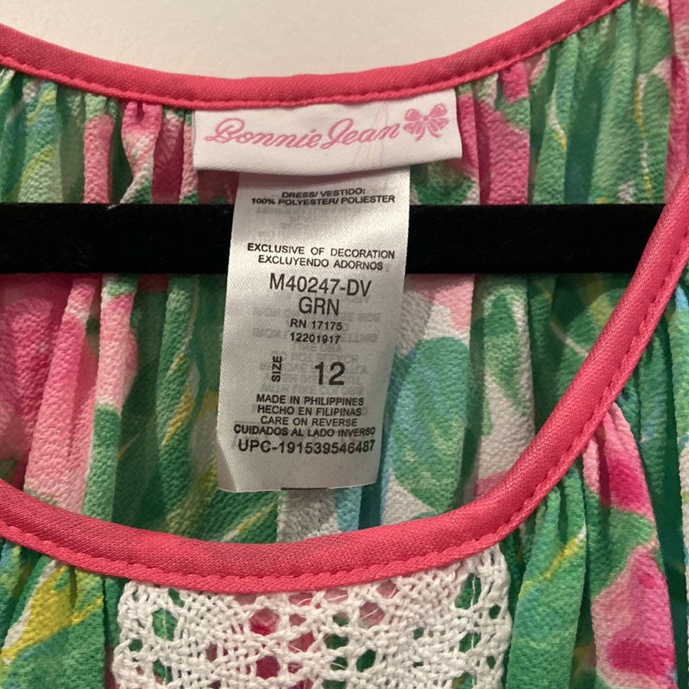 NWT Bonnie Jean girl size 12 floral print dress high center low left/right sides - Picture 4 of 9